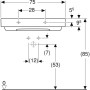 Geberit ONE Waschtisch 75 cm, Abgang horizontal, 1 Hahnloch, ohne Überlauf