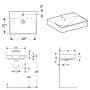 Geberit Smyle Square Handwaschbecken 50 cm, Überlauf asymetrisch