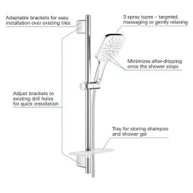 GROHE Vitalio SmartActive 130 Cube Brausestangenset 3 Strahlarten