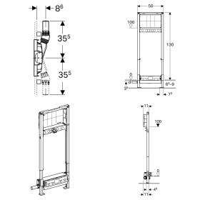 Geberit Duofix Element für Dusche 130 cm mit Wandablauf, Wandarmatur UP d40