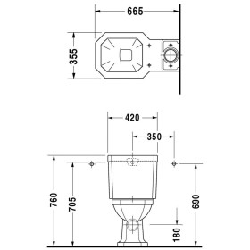 Serbatoio di scarico Duravit 1930 per combinazione WC