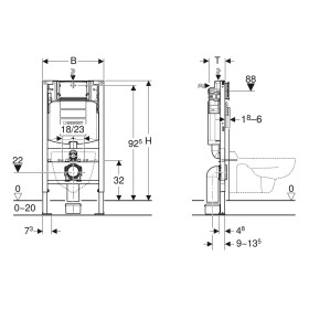 Élément Geberit Duofix pour WC mural enfant 97 cm, avec réservoir de chasse Sigma UP 12 cm