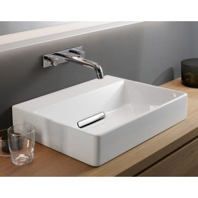 Geberit ONE Aufsatzwaschtisch, ohne Hahnloch, ohne Überlauf, Abgang horizontal