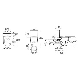 Roca Ona Stand-WC kompakt für Kombination, spülrandlos