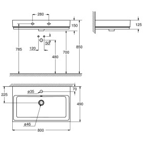 Lavabo en céramique GROHE Cube 80 cm
