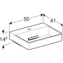 Geberit ONE Waschtisch 50 cm, Abgang horizontal, 1 Hahnloch, ohne Überlauf