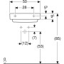 Geberit ONE Waschtisch 50 cm, Abgang horizontal, 1 Hahnloch, ohne Überlauf