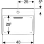 Geberit ONE Waschtisch 50 cm, Abgang horizontal, 1 Hahnloch, ohne Überlauf