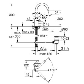 Rubinetto monocomando per lavabo GROHE Eurostyle C, DN 15 taglia L