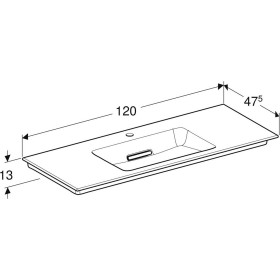 Geberit ONE Möbelwaschtisch 120 cm, Abgang horizontal, 1 Hahnloch, ohne Überlauf