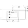 Geberit ONE Möbelwaschtisch 120 cm, Abgang horizontal, 1 Hahnloch, ohne Überlauf