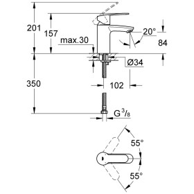 Rubinetto monocomando per lavabo GROHE Eurostyle C con EcoJoy