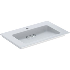Geberit ONE Möbelwaschtisch 75 cm, Abgang horizontal, 1 Hahnloch, ohne Überlauf