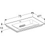 Geberit ONE Möbelwaschtisch 75 cm, Abgang horizontal, 1 Hahnloch, ohne Überlauf