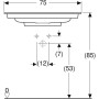 Geberit ONE Möbelwaschtisch 75 cm, Abgang horizontal, 1 Hahnloch, ohne Überlauf