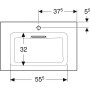 Geberit ONE Möbelwaschtisch 75 cm, Abgang horizontal, 1 Hahnloch, ohne Überlauf