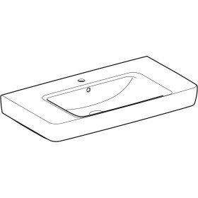 Geberit Renova Plan Waschtisch 90 cm mit Ablagefläche, Hahnloch mittig und Überlauf