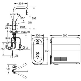 Kit di avviamento GROHE Blue Home con beccuccio a U e beccuccio estraibile
