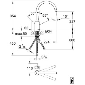 Robinet de cuisine monocommande basse pression GROHE Eurosmart C