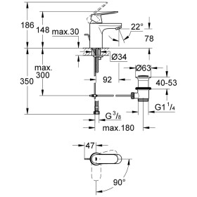 Rubinetto monocomando per lavabo GROHE Eurosmart C, DN 15 taglia S