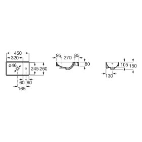 Roca Ona Handwaschbecken 45 x 26 cm, Becken links