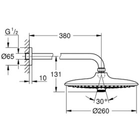 Set doccia a soffione GROHE Euphoria 260 SmartControl, 3 modalità di getto, attacco a parete