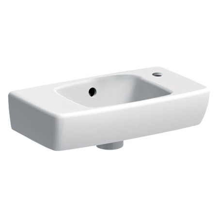 Geberit Renova Compact Handwaschbecken 45 cm verkürzte Ablage, mit Ablagefläche und Hahnloch rechts