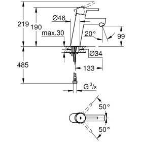 Rubinetto monocomando per lavabo GROHE Concetto M-Size senza scarico