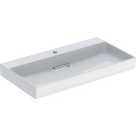 Geberit ONE Waschtisch 90 cm, Abgang horizontal, 1 Hahnloch, ohne Überlauf