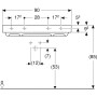 Geberit ONE Waschtisch 90 cm, Abgang horizontal, 1 Hahnloch, ohne Überlauf
