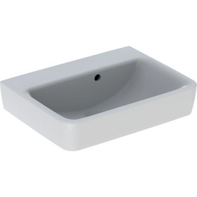 Geberit Renova Plan Handwaschbecken 50 cm ohne Hahnloch, asymmetrischer Überlauf