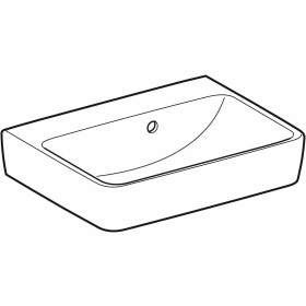 Geberit Renova Plan Handwaschbecken 50 cm ohne Hahnloch, asymmetrischer Überlauf