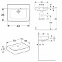 Geberit Renova Plan Handwaschbecken 50 cm ohne Hahnloch, asymmetrischer Überlauf