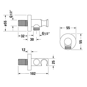 Supporto per parete Duravit con porta doccia e rosone rotondo