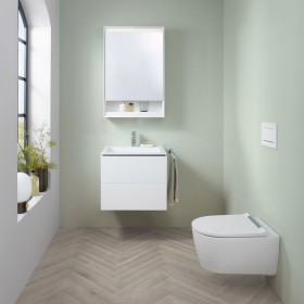 Geberit ONE Möbelwaschtisch 60 cm, Abgang vertikal, 1 Hahnloch, ohne Überlauf