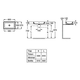 Lavabo à poser rectangulaire Roca The Gap, 60 cm