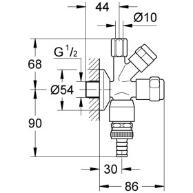 Robinet d'angle combiné GROHE Eggemann WAS DN 15 avec aérateur de tuyau de forme C