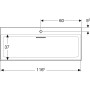Geberit ONE Waschtisch 120 cm, Abgang horizontal, 1 Hahnloch, ohne Überlauf