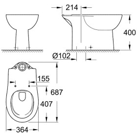 GROHE Vaso WC a pavimento senza bordo per combinazione WC