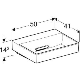 Geberit ONE Waschtisch 50 cm, Abgang horizontal, ohne Hahnloch, ohne Überlauf