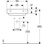 Geberit ONE Waschtisch 50 cm, Abgang horizontal, ohne Hahnloch, ohne Überlauf