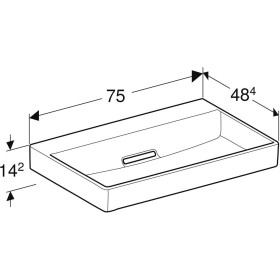 Geberit ONE Waschtisch 75 cm, Abgang horizontal, ohne Hahnloch, ohne Überlauf