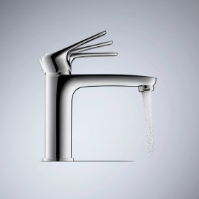 Miscelatore monocomando per lavabo Duravit B.1 M FreshStart e MinusFlow, con scarico a stelo