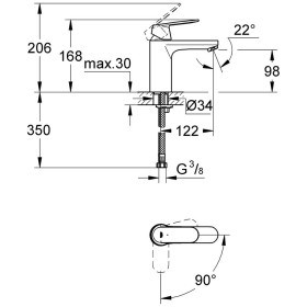 Rubinetto monocomando per lavabo senza scarico GROHE Eurosmart C