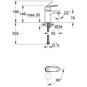 Rubinetto monocomando per lavabo GROHE Eurosmart C, DN 15 S-Size