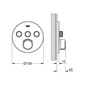 GROHE SmartControl Unterputzmischer Fertigmontageset mit 3 Absperrventilen, runde Ausführung
