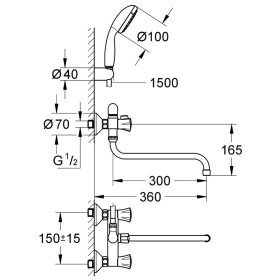 GROHE Costa Mehrzweckbatterie mit Brausegarnitur