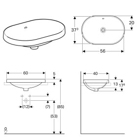 Geberit VariForm Einbauwaschtisch, elliptisch