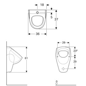Geberit Renova Urinal, Zulauf von oben