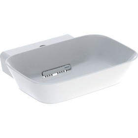 Geberit ONE Aufsatzwaschtisch Schalenform, 1 Hahnloch, ohne Überlauf, Abgang horizontal
